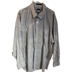 Overton black/white plaid button down, 100% cotton, wrinkle free.
